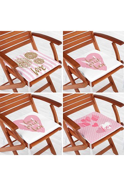 Realhomes 4-Piece Valentine's Day Concept Special Design Modern Combination Zippered Chair Cushion Set