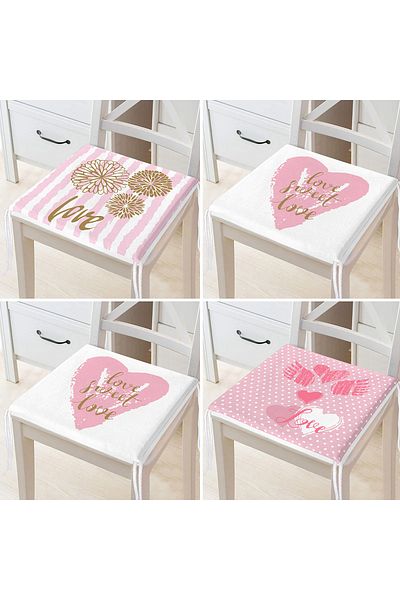 Realhomes 4-Piece Valentine's Day Concept Special Design Modern Combination Zippered Chair Cushion Set