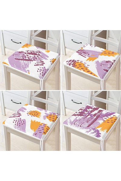 Realhomes 4-Piece Special Design Water Color Printed Zippered Chair Cushion Set