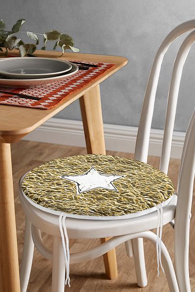 Realhomes White Star Pattern - Digital Printed Modern Chair Cushion