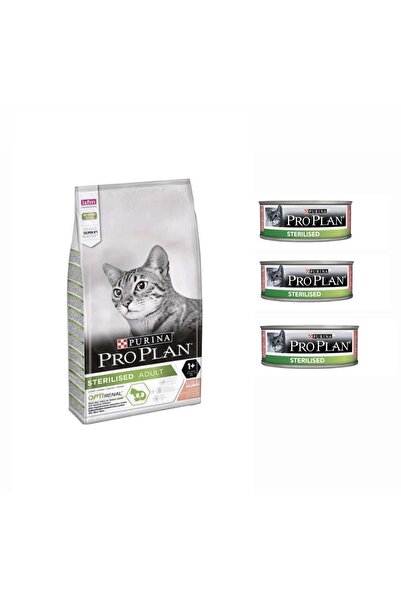 Pro Plan Pro Plan Sterilised Somonlu Kısırlaştırılmış Kedi Maması 10 Kg + 3 Adet Konserve Yaş Mama 85 Gr