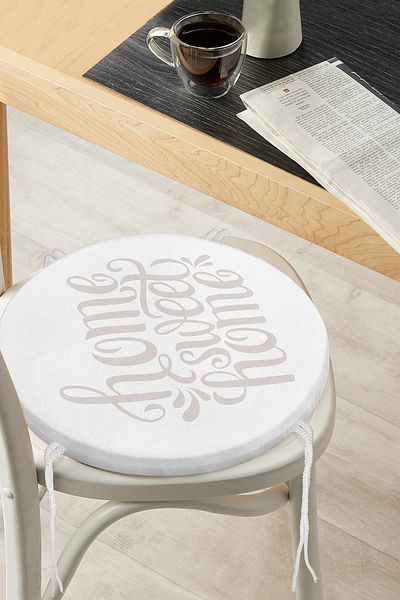 Realhomes Light Gray Home Sweet Home Round Zippered Chair Cushion