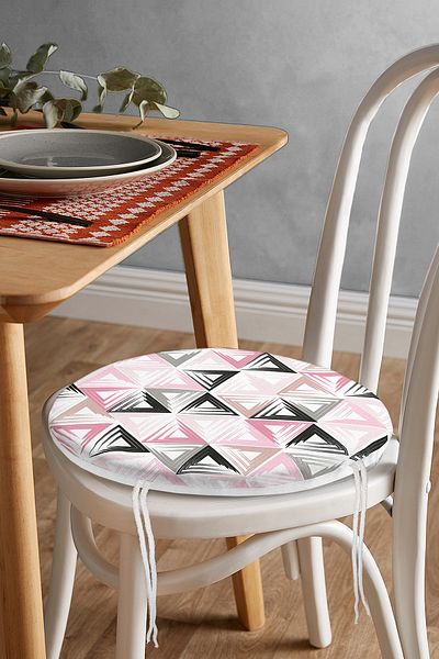 Realhomes Colorful Triangle Motifs Digital Printed Round Zippered Chair Cushion