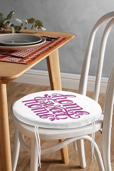 Realhomes Lilac Home Sweet Home Digital Printed Round Zippered Chair Cushion