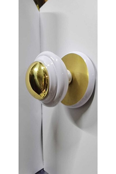 DOĞANLAR KAPI KOLLARI Pirinç Çelik Kapı Topuzu Kapı Tokmağı ( Yuvarlak Beyaz Sarı - Ekstra Kaliteli)