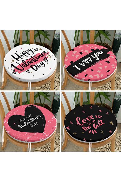 Realhomes 4-Piece Valentine's Day Concept Special Design Modern Combination Round Zipper Chair Cushion Set