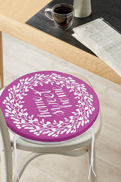 Realhomes Home Sweet Home Digital Printed Round Zippered Chair Cushion
