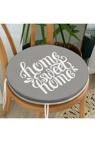 Realhomes Home Sweet Home Digital Printed Round Zippered Chair Cushion
