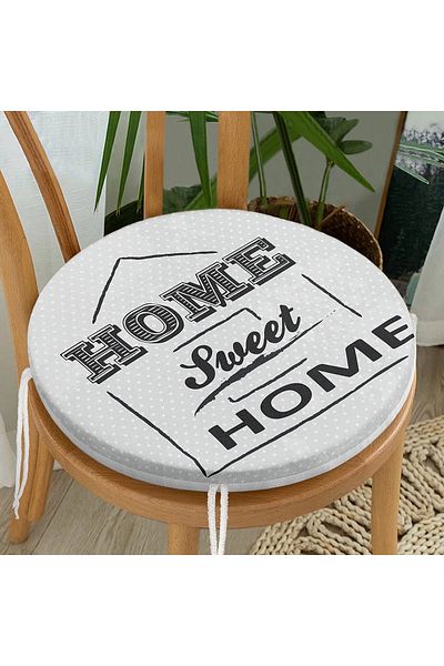 Realhomes Home Sweet Home Digital Printed Round Zippered Chair Cushion