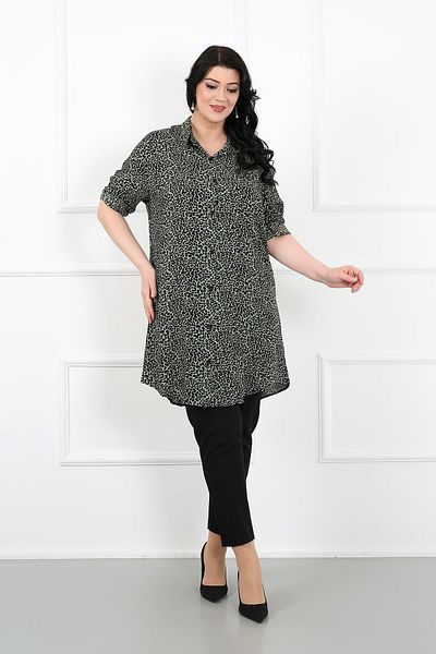 By Alba Collection Γυναικείο τουνίκ Χακί Λεοπάρ Βαμβακερό Βισκόζη Plus Size