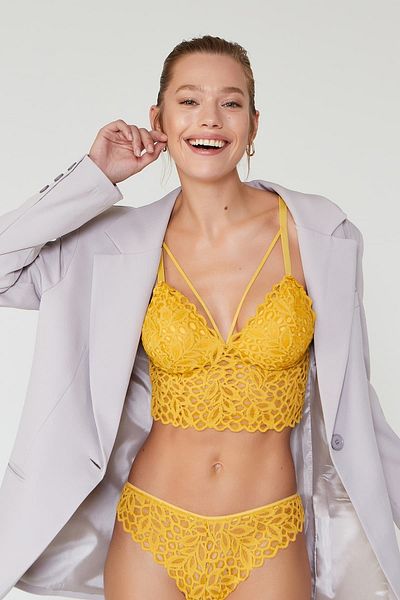 Donna Liberta طقم حمالة صدر Liona Lacy Mustard Bralet 1 319t