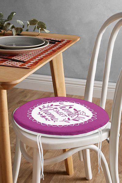 Realhomes Home Sweet Home Digital Printed Round Zippered Chair Cushion