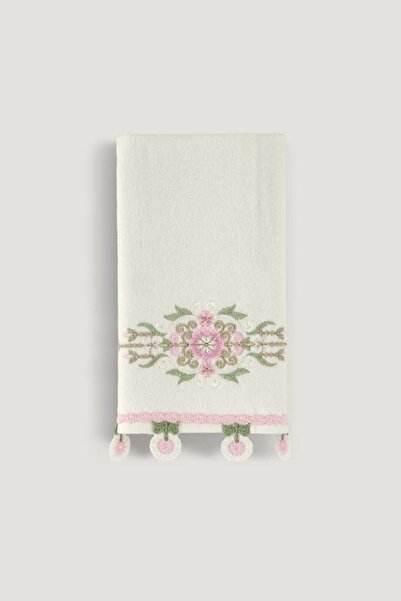 Arliva Home Alıze Kadıfe Nakıslı Çeyız Havlusu Krem 30x50