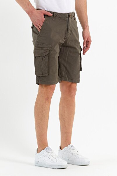 ENQUE Чоловічі бавовняні бермуди карго з кількома кишенями хакі