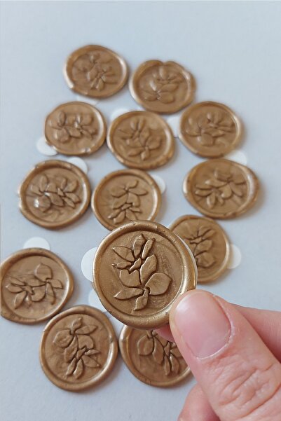 Pigeons Paper 8 شمعات ختم ذاتية اللصق بتصميم خاص على شكل زهرة - أصفر ذهبي