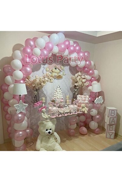 LOTUS PARTY طقم سلسلة بالونات 100 قطعة (وردي - أبيض)