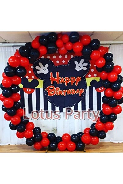 LOTUS PARTY 60 Adet - Balon Zinciri Seti ( Siyah - Kırmızı )