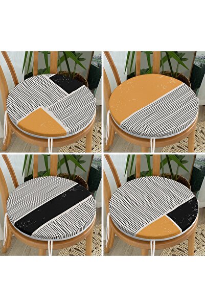 Realhomes Set de perne pentru scaune rotunde cu fermoar, 4 piese, cu design etnic scandinav, imprimate digital