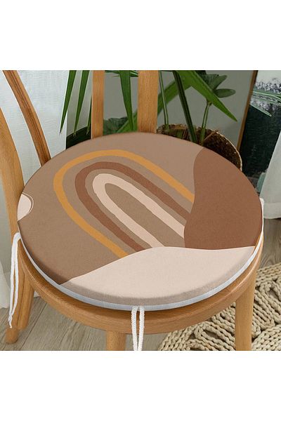 Realhomes Digital Printed Round Zippered Chair Cushion with Onedraw Drawing on Colorful Floor