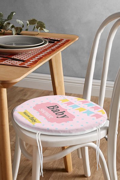 Realhomes Pink Floor Baby Shower Themed Special Designed Children's Room Round Zippered Chair Cushion