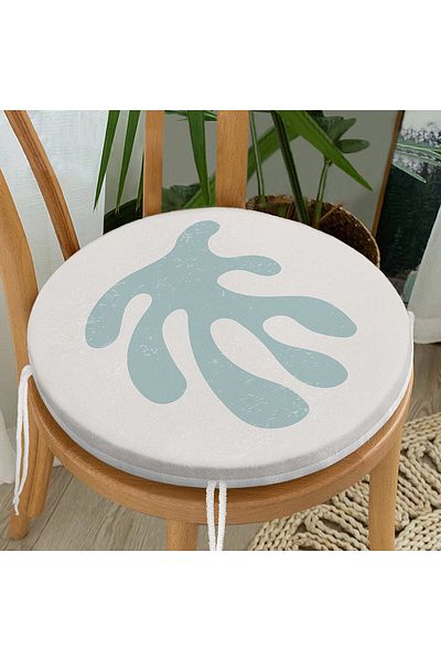 Realhomes Modern Round Zippered Chair Cushion with Onedraw Drawing Leaf Motif on Colorful Background