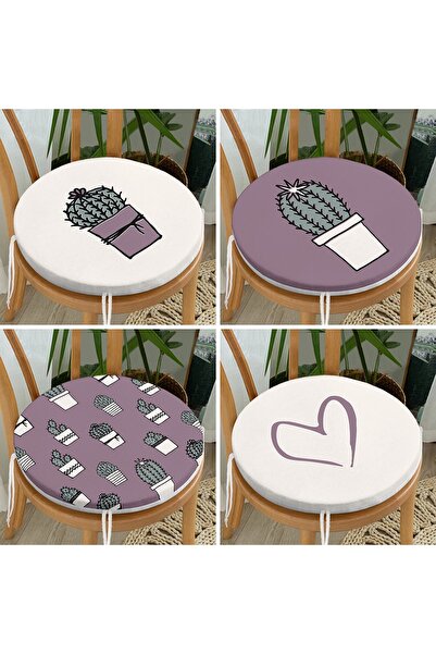 Realhomes Set de perne pentru scaun rotunde cu fermoar, 4 piese, cu design liliac și alb, imprimate digital