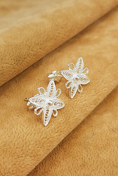 Güzel Gümüşçülük 925 Ayar Gümüş El Işi Telkari Kadın Küpe