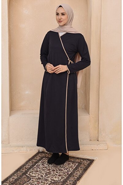 Genel Markalar Kadın Yandan Bağlamalı Namaz Elbisesi Lacivert