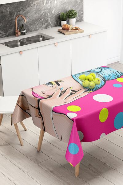 Nish & Royal Polka Dot Pink Floor Fashion Girl Special Design Tablecloth