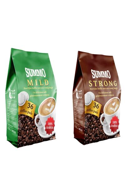 SUMMO Senseo 1 Adet Mild Ve 1 Adet Strong 72'li Avantaj Paketi 36x2 Paket Pad...