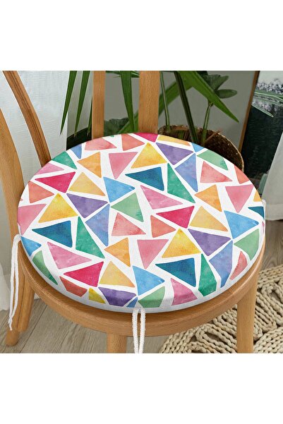Realhomes Imagine geometrică colorată, imprimată digitală, pernă rotundă modernă pentru scaun cu fermoar