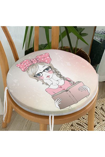 Realhomes Fashion Girl Digital Printed Modern Round Zippered Chair Cushion