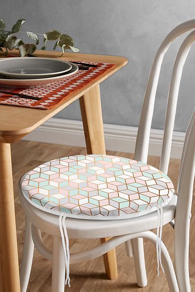 Realhomes Geometric Patterned 3D Special Designed Modern Round Zippered Chair Cushion