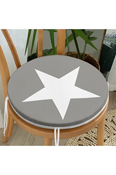 Realhomes Кругла подушка для стільця з цифровим принтом у вигляді зірок та бл...