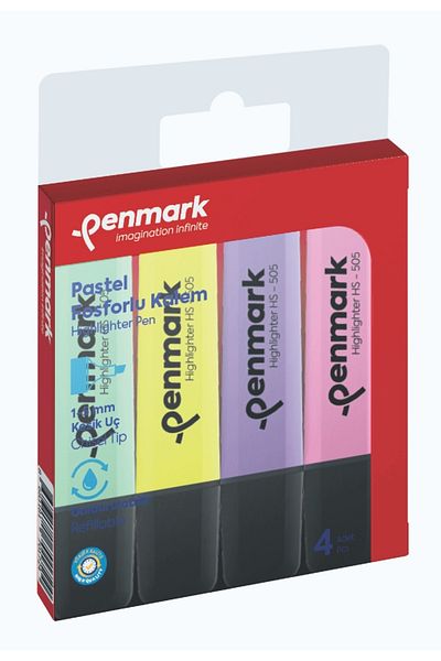penmark 4 Colors Highlighter Marker Set Pastel Colors 100% Domestic Production