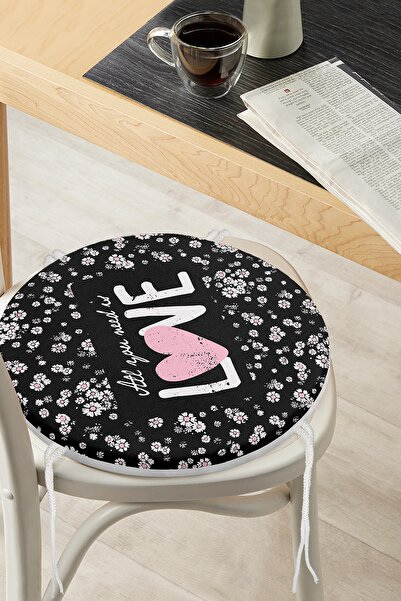 Realhomes Білі квіти Love з візерунком Кругла подушка для стільця на блискавці