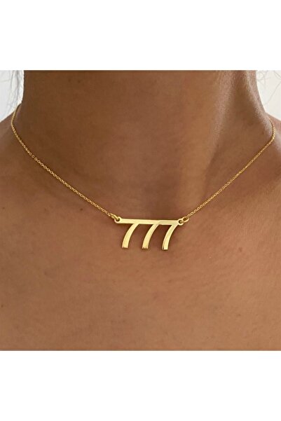 ema 777 Melek Sayısı Altın Renk Kolye Aksesuar Şık Süs Takı