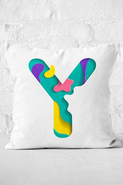 Nish & Royal Watercolor Motif Letter Y Digital Printed Pillow Cushion Cover