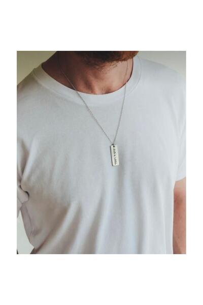 Gökdeniz 925 925 Ayar Erkek Kişiye Özel Isimli Gümüş Plaka Kolye Özel Gün