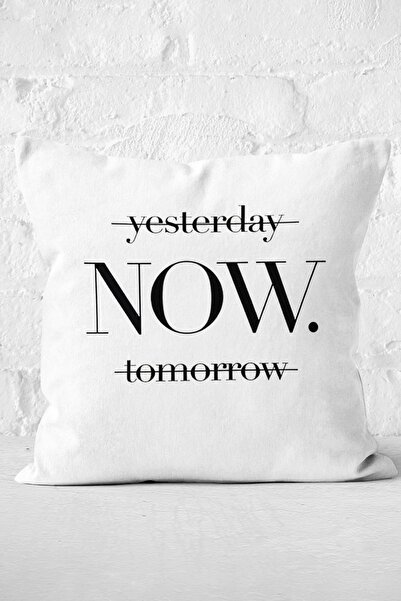 Nish & Royal غطاء وسادة مطبوع رقميًا مكتوبًا من Yesterday Tomorrow Now