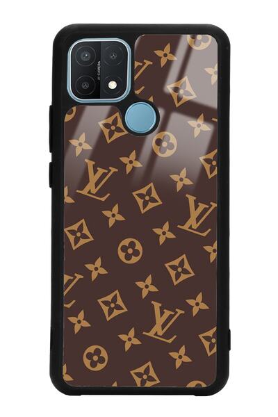 Spoyi Oppo A15 - A15s Kahverengi Lv Tasarımlı Glossy Telefon Kılıfı