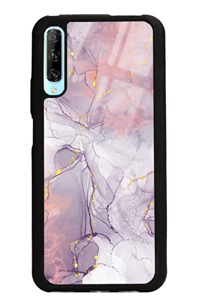 Spoyi Huawei P Smart Pro Fuşya Mermer Tasarımlı Glossy Telefon Kılıfı