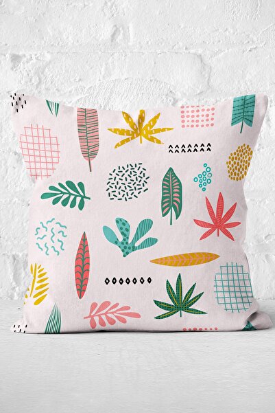 Nish & Royal Colorful Amazon Leafy Motifs Digital Printed Modern Pillow Throw...
