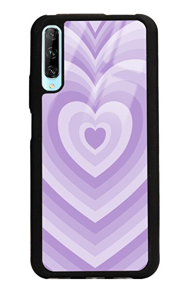 Spoyi Huawei P Smart Pro Lila Kalp Tasarımlı Glossy Telefon Kılıfı