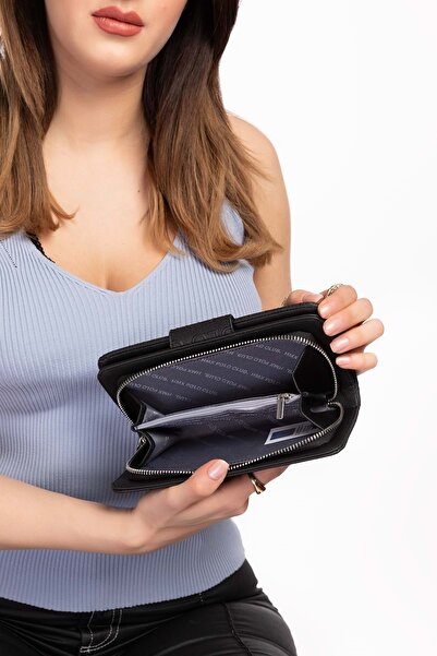 Gondol Hmx Великий Розмір Розкішний Елегантний Гаманець Hmx.370 - Чорний Напис