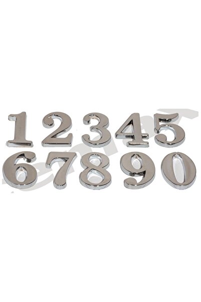 EYM Yapışkanlı Lüx Rakam Italik 5 Cm Krom Renk ( 1 Adet Rakam Fiyatıdır Set D...