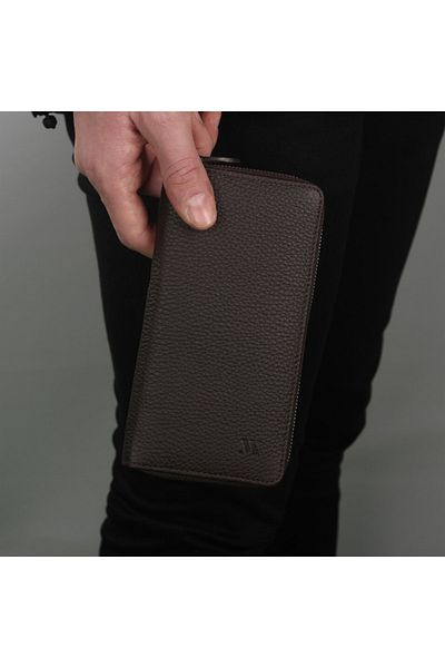 My Valice Unisex Genuine Leather Wallet with Phone Compartment and Card Holder 1821 Brown