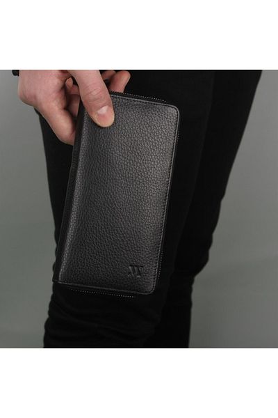 My Valice Unisex Genuine Leather Wallet with Phone Compartment and Card Holder 1821 Black