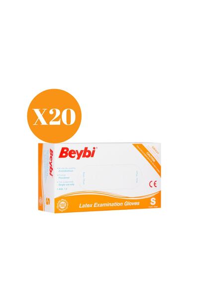 Beybi Lateks Pudralı Beyaz Muayene Eldiven 100'lü "s" Beden *20 Adet