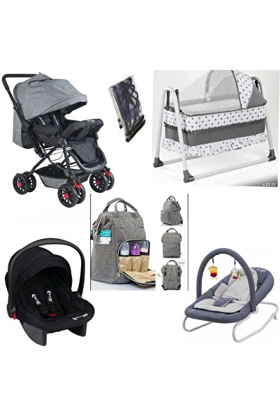Let's Go Bebek Çeyiz Seti Çift Yön Bebek Arabası Beşik Ana Kucağı Puset Anne Bebek Çantası Yağmurluk 6 Parça